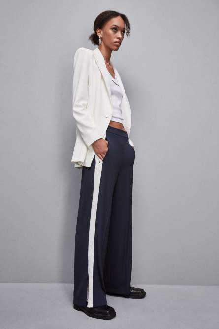 Low waist pants with colorful band, Blue, White, Patrizia Pepe