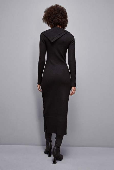Langärmeliges Midikleid, Schwarz, Patrizia Pepe