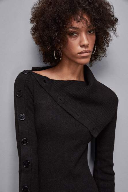 Langärmeliges Midikleid, Schwarz, Patrizia Pepe