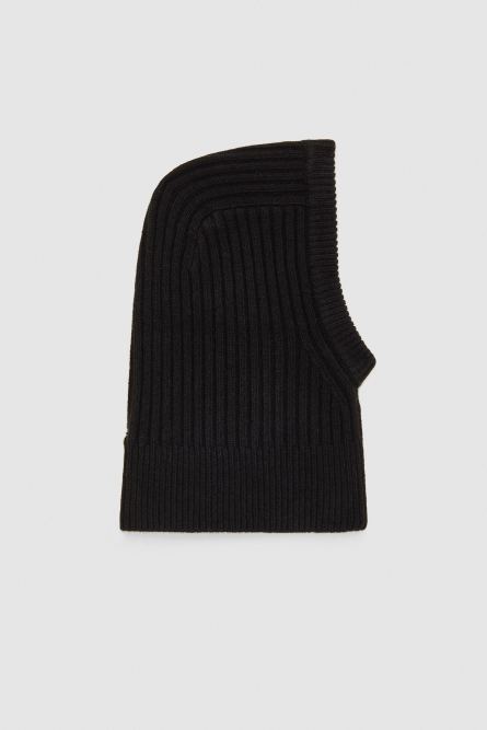 Gerippte Balaclava-Mütze, Schwarz, Patrizia Pepe