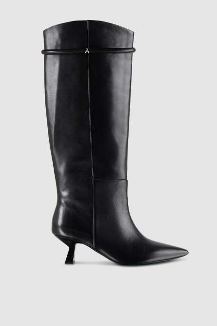 Tube leather boots with zipper, Black, Patrizia Pepe