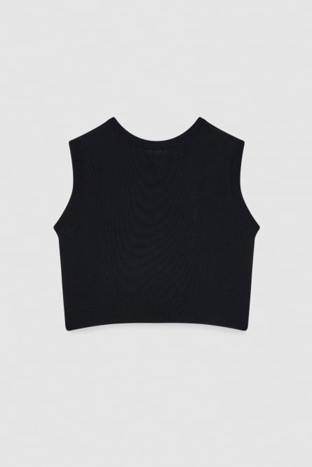Wool vest with round neckline, Blue, Patrizia Pepe