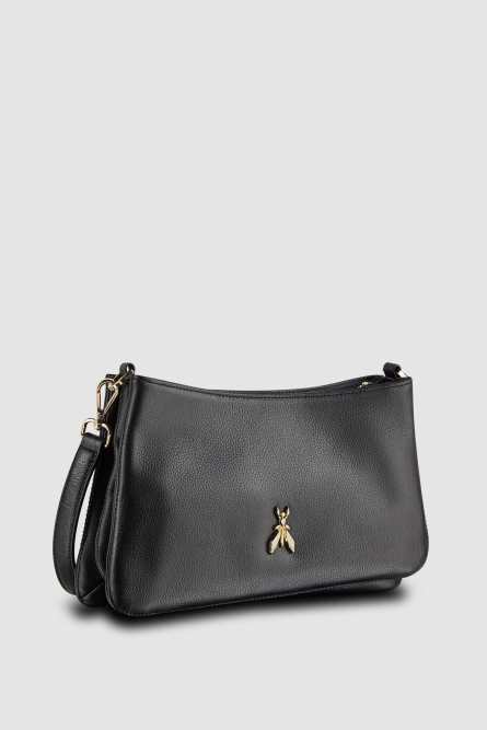 Leather bag with shoulder strap, Black, Patrizia Pepe
