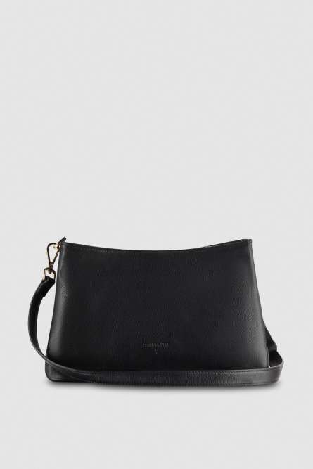 Leather bag with shoulder strap, Black, Patrizia Pepe