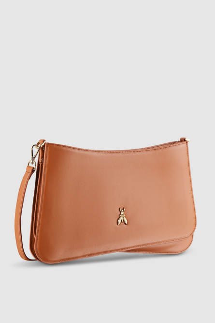 Handbag with detachable shoulder strap, Brown, Patrizia Pepe