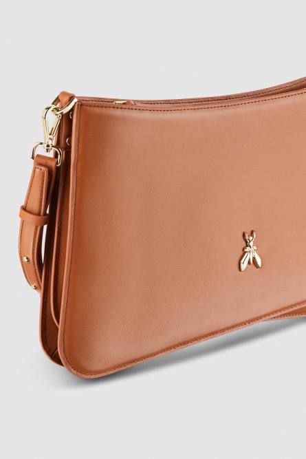 Handbag with detachable shoulder strap, Brown, Patrizia Pepe
