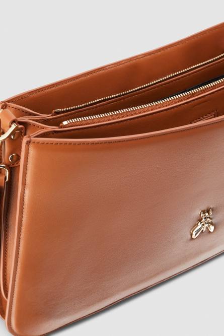 Handbag with detachable shoulder strap, Brown, Patrizia Pepe