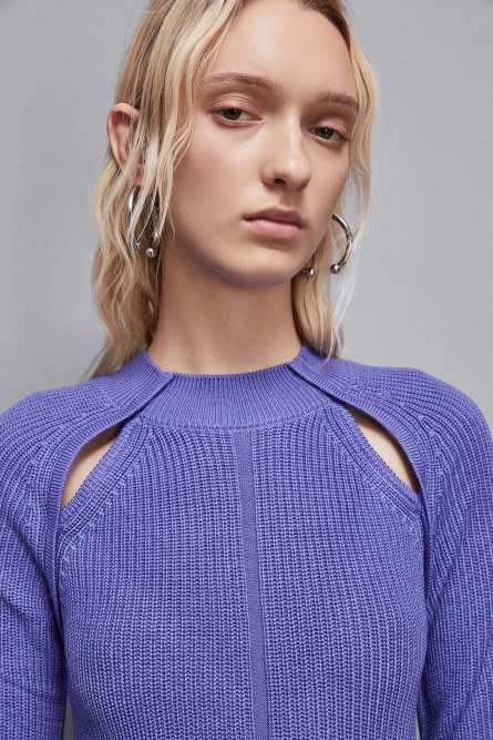Robe midi en polylaine, Bleu, Patrizia Pepe