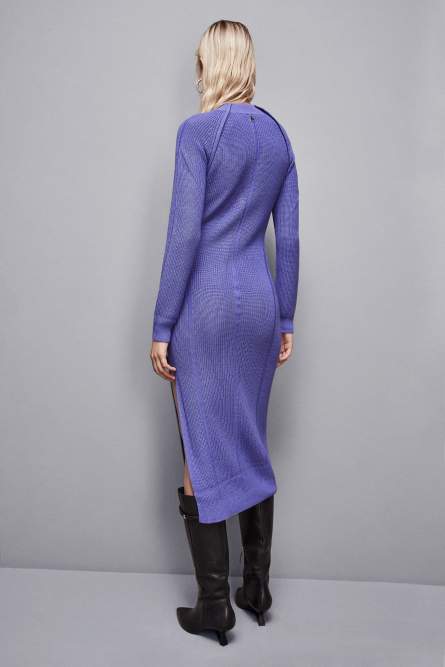Robe midi en polylaine, Bleu, Patrizia Pepe