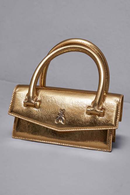 Fly Bamby leather shoulder bag, Gold, Patrizia Pepe