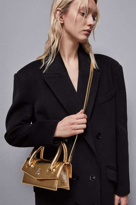 Fly Bamby leather shoulder bag, Gold, Patrizia Pepe