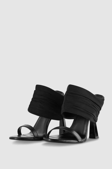 Sandales en cuir à talons, Noir, Patrizia Pepe