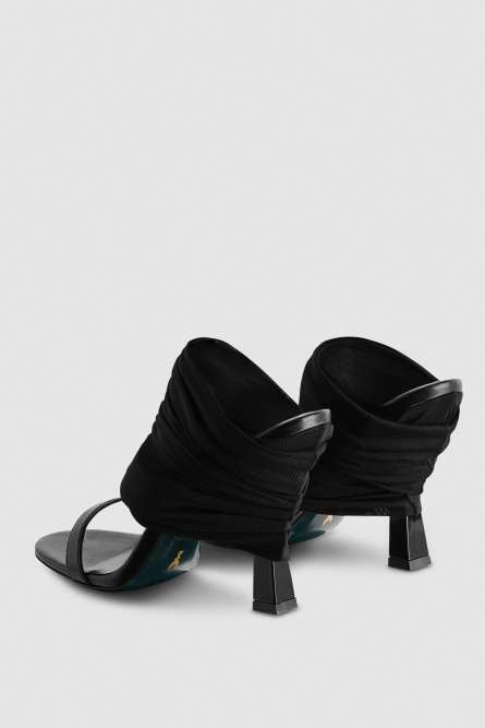 Sandales en cuir à talons, Noir, Patrizia Pepe