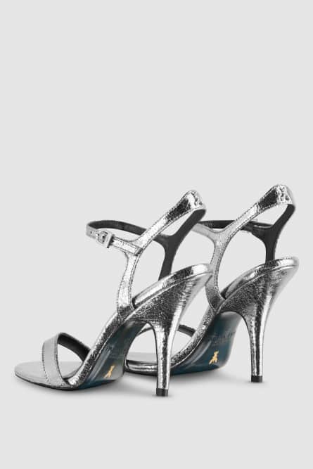 Heeled leather sandals, Silver, Patrizia Pepe
