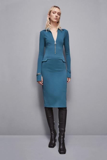 Robe midi avec zip en tissu, Bleu, Patrizia Pepe