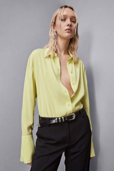 Essential viscose twill shirt, Yellow, Patrizia Pepe