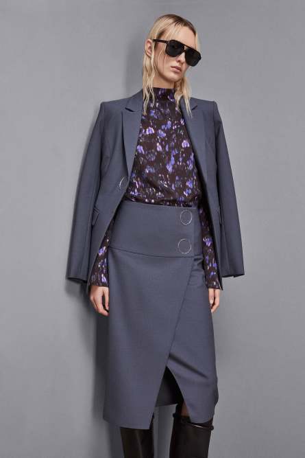 Wool skirt with buttons, Grey, Patrizia Pepe