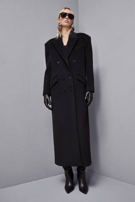 Double-breasted cloth coat, Black, Patrizia Pepe