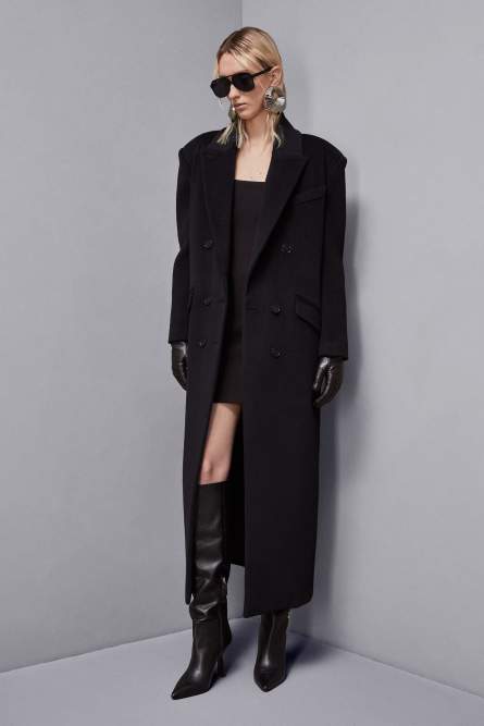 Double-breasted cloth coat, Black, Patrizia Pepe