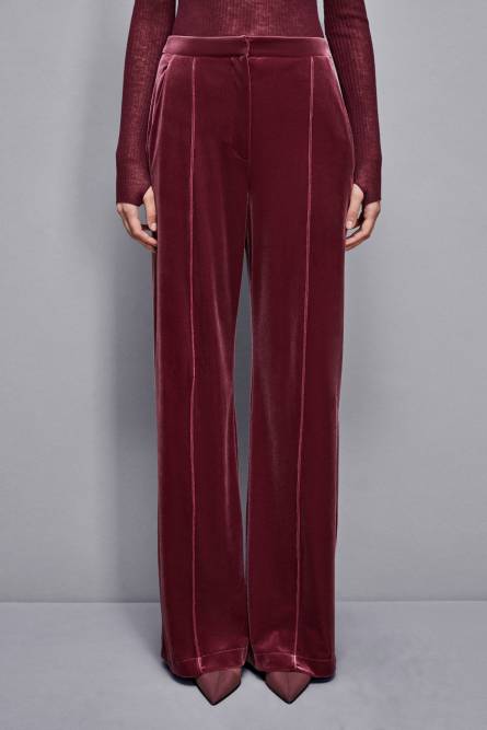 Essential Palazzo-Hose aus Samt, Rot, Patrizia Pepe