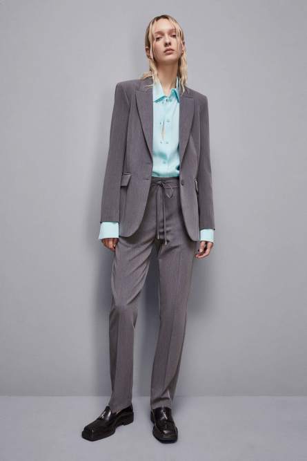 Essential viscose low-waisted pants, Grey, Patrizia Pepe