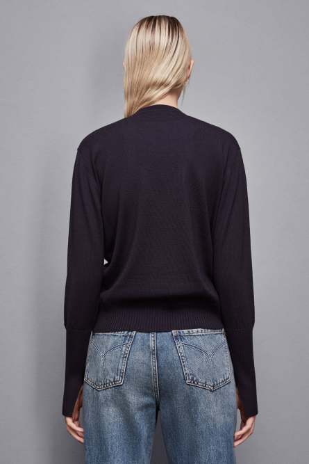 Wool &quot;V&quot; neck sweater, Blue, Patrizia Pepe