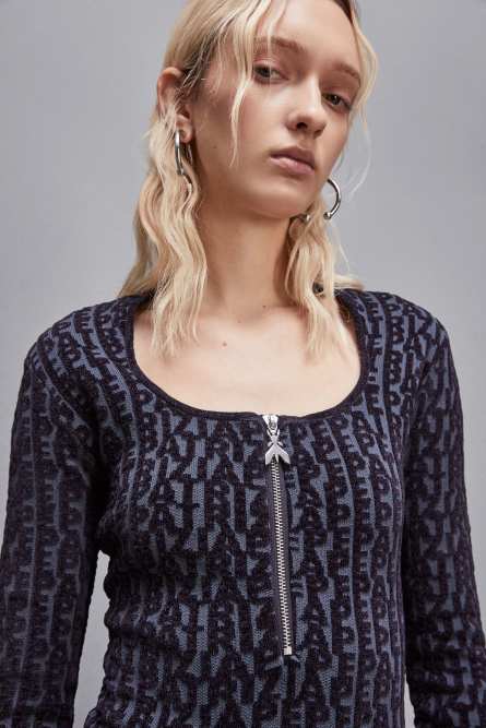 Long-sleeved mini dress, Blue, Grey, Patrizia Pepe
