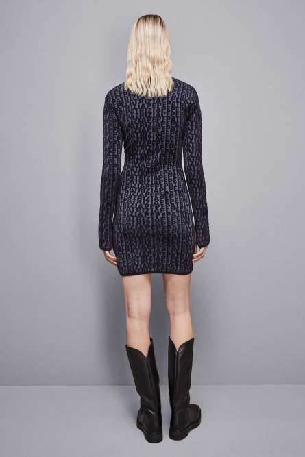 Long-sleeved mini dress, Blue, Grey, Patrizia Pepe
