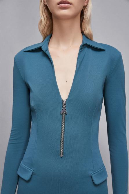 Robe midi avec zip en tissu, Bleu, Patrizia Pepe