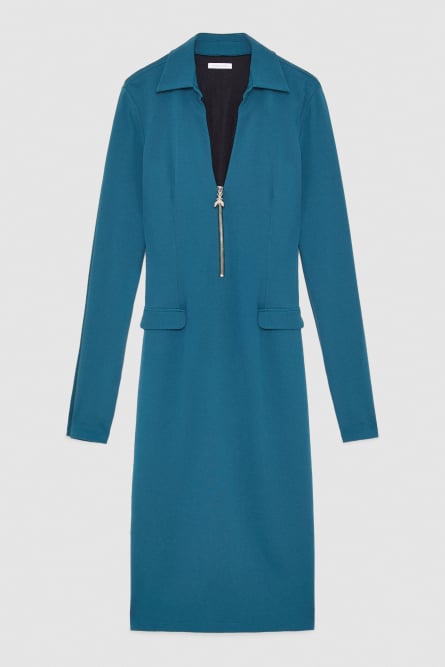 Robe midi avec zip en tissu, Bleu, Patrizia Pepe