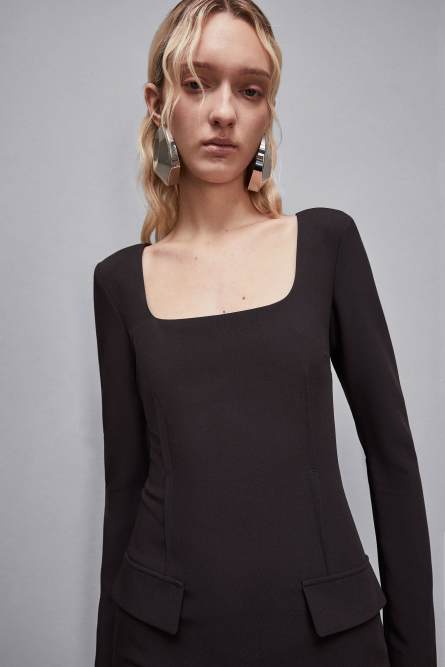 Minikleid Slim fit aus Twill, Schwarz, Patrizia Pepe