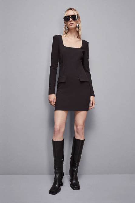 Minikleid Slim fit aus Twill, Schwarz, Patrizia Pepe