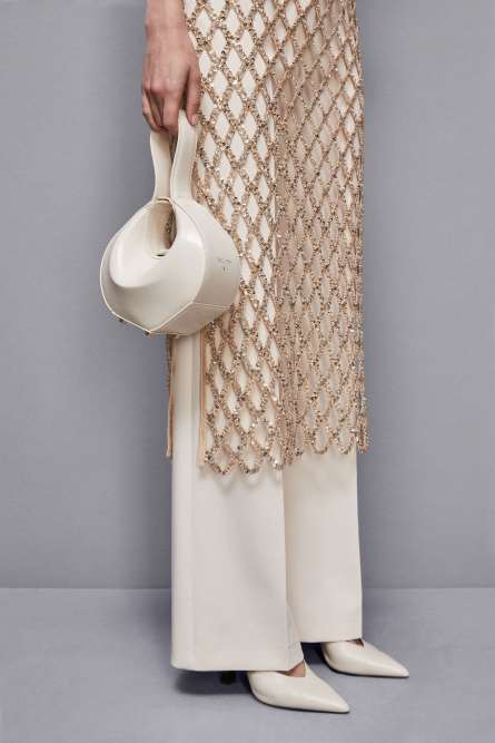 Hand-held leather Bangle Bag, White, Patrizia Pepe