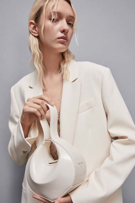 Hand-held leather Bangle Bag, White, Patrizia Pepe