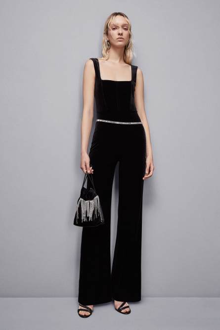 Pouch bag with rhinestones, Black, Patrizia Pepe