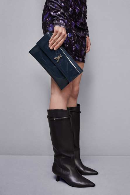Clutch with chain shoulder strap, Grey, Patrizia Pepe