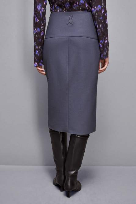 Wool skirt with buttons, Grey, Patrizia Pepe