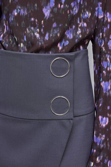 Wool skirt with buttons, Grey, Patrizia Pepe