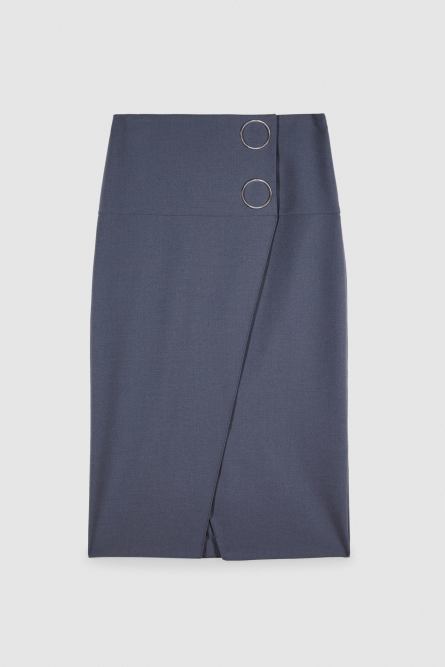 Wool skirt with buttons, Grey, Patrizia Pepe