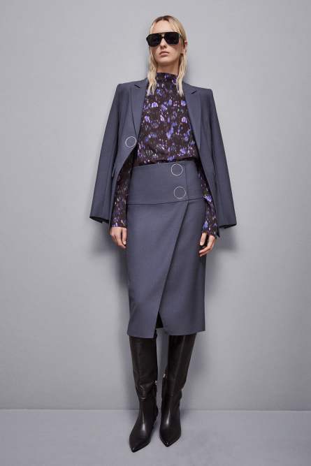 Wool skirt with buttons, Grey, Patrizia Pepe