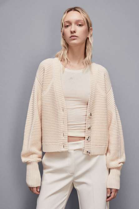 Ribbed wool cardigan, Beige, Patrizia Pepe