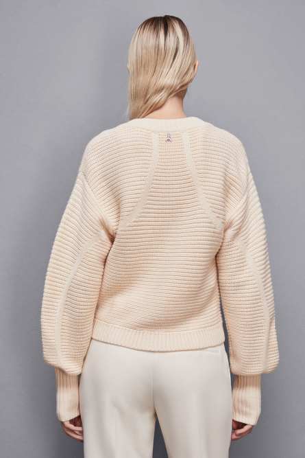 Ribbed wool cardigan, Beige, Patrizia Pepe
