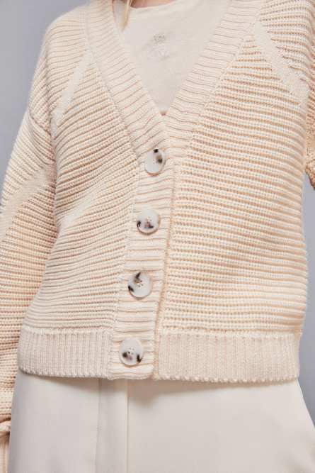 Ribbed wool cardigan, Beige, Patrizia Pepe