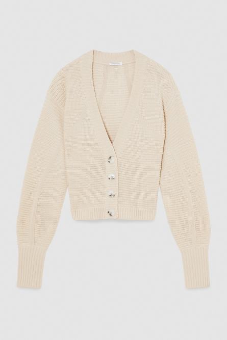 Ribbed wool cardigan, Beige, Patrizia Pepe