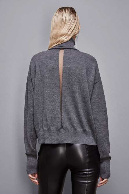 Cropped wool sweater, Grey, Patrizia Pepe