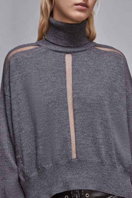 Cropped wool sweater, Grey, Patrizia Pepe