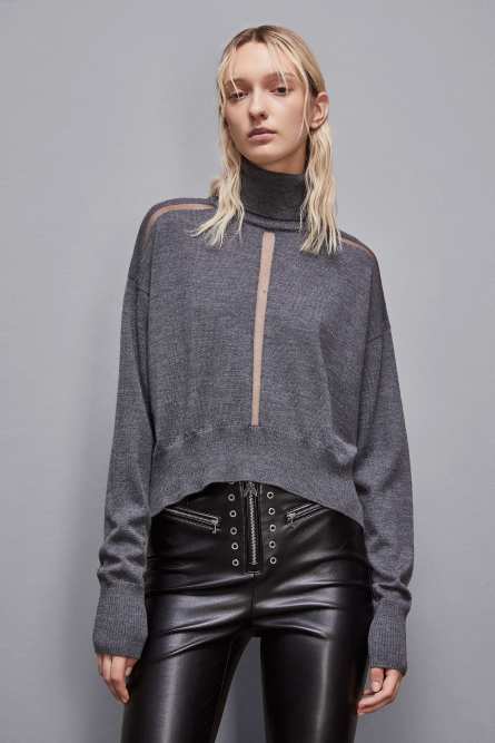 Cropped wool sweater, Grey, Patrizia Pepe
