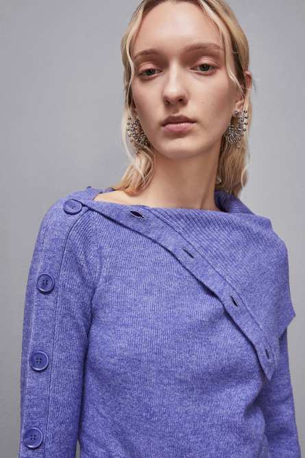 Soft sweater with buttons, Blue, Patrizia Pepe