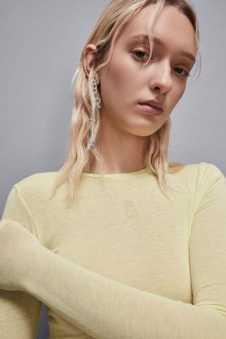Pull col rond en jersey, Jaune, Patrizia Pepe