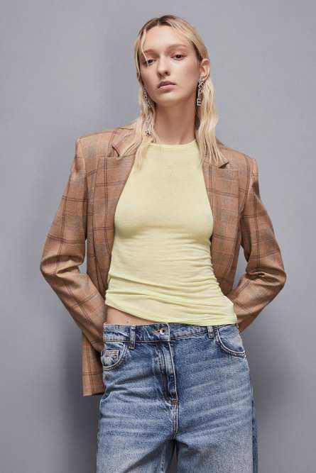 Pull col rond en jersey, Jaune, Patrizia Pepe